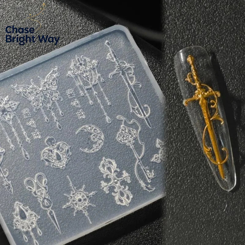 3D Retro Silicone Nail Art Mold – Flowers & Bow Tie Carving
