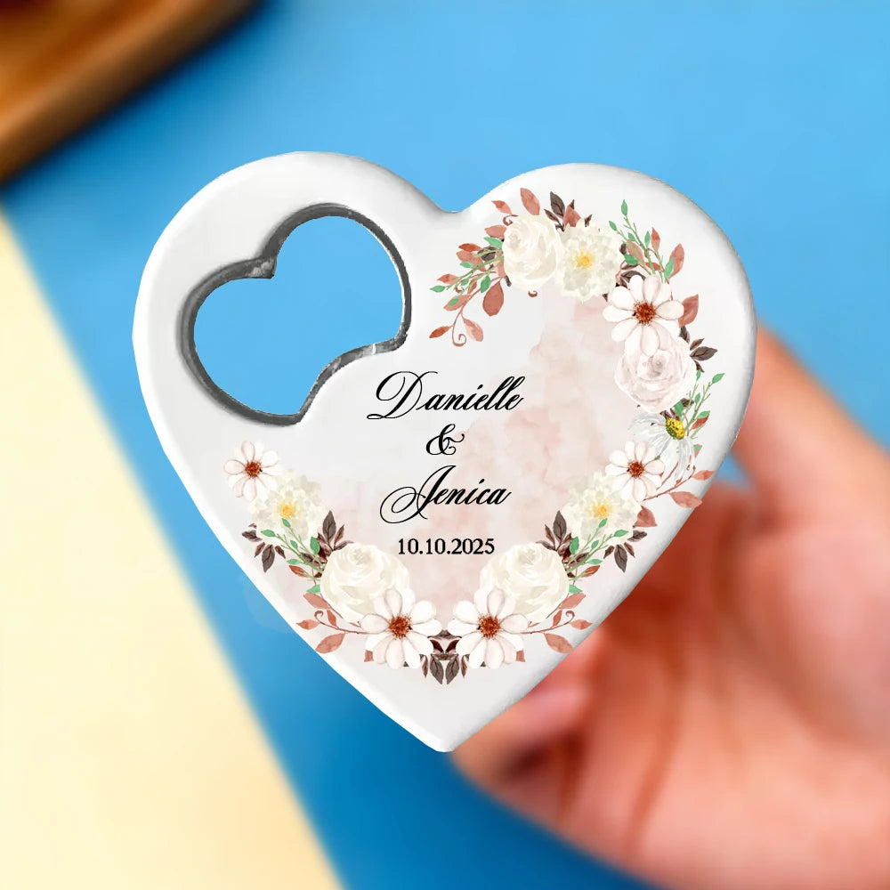 Personalized Heart-Shaped Magnetic Bottle Opener | Wedding Gift