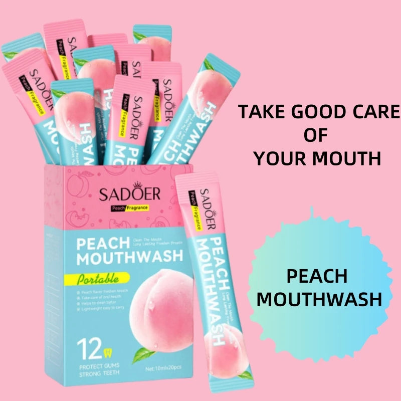 SADOER Peach Mouthwash 20 × 10ml Pods – Fresh Breath Oral Rinse