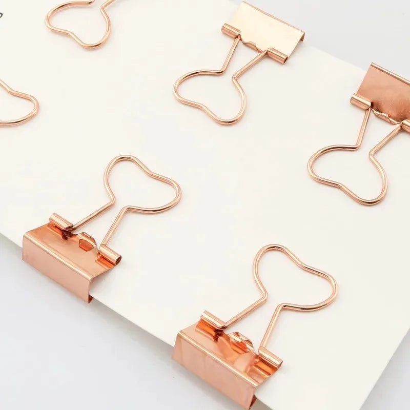 10-Pack Rose Gold Heart Binder Clips – 19mm Cute Metal Paper Clips