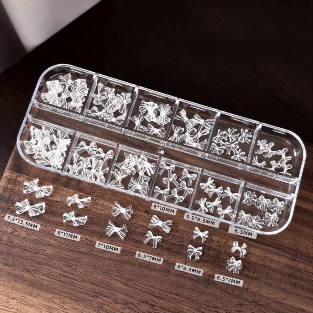 12-Grid Nail Art Kit – 3D Bowknot Glitter Charms & Sequins