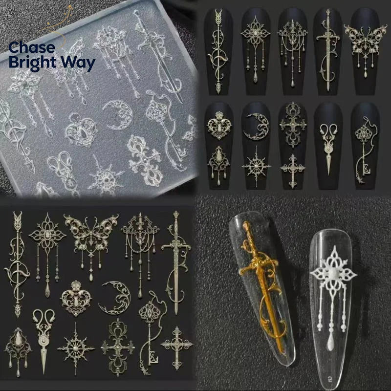 3D Retro Silicone Nail Art Mold – Flowers & Bow Tie Carving