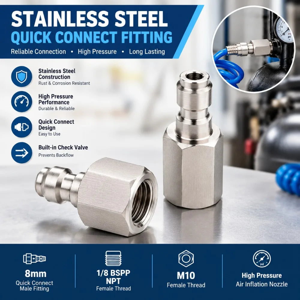 Stainless Steel Quick Connect Air Fitting | 1/8 BSPP Thread