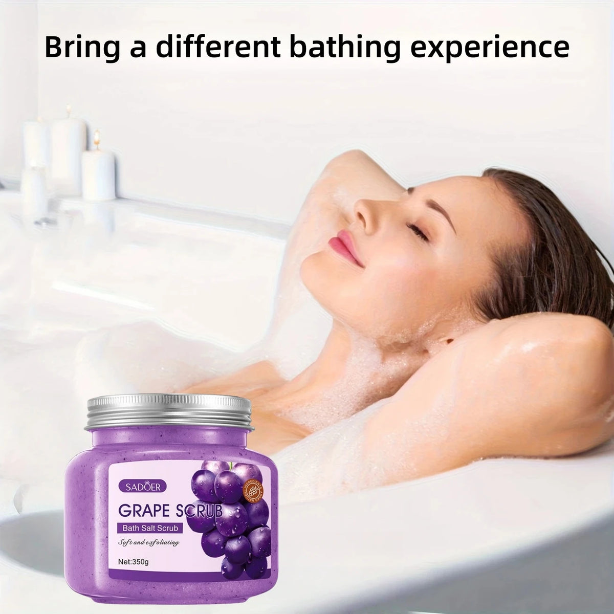 SADOER Grape Bath Salt Scrub 350g – Exfoliating Body Scrub