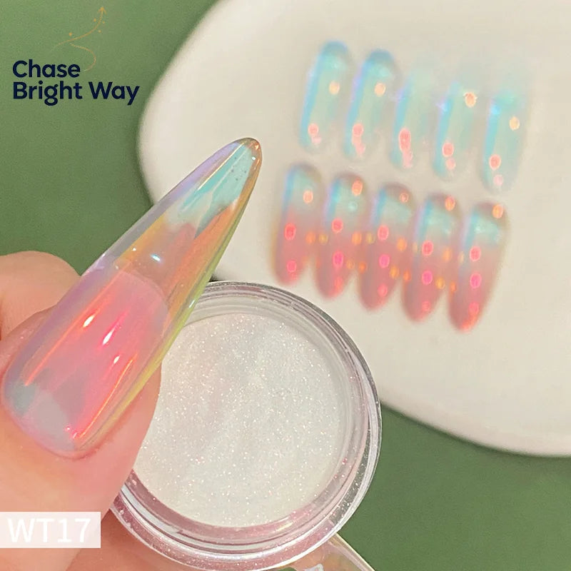 Aurora Chrome Nail Powder – Orange Mirror Glitter Pigment