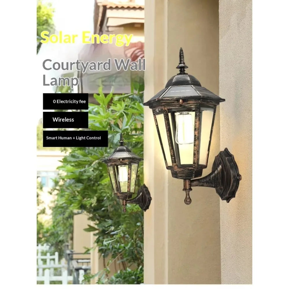 Solar Vintage Outdoor Wall Light | Motion Sensor & IP65 Waterproof