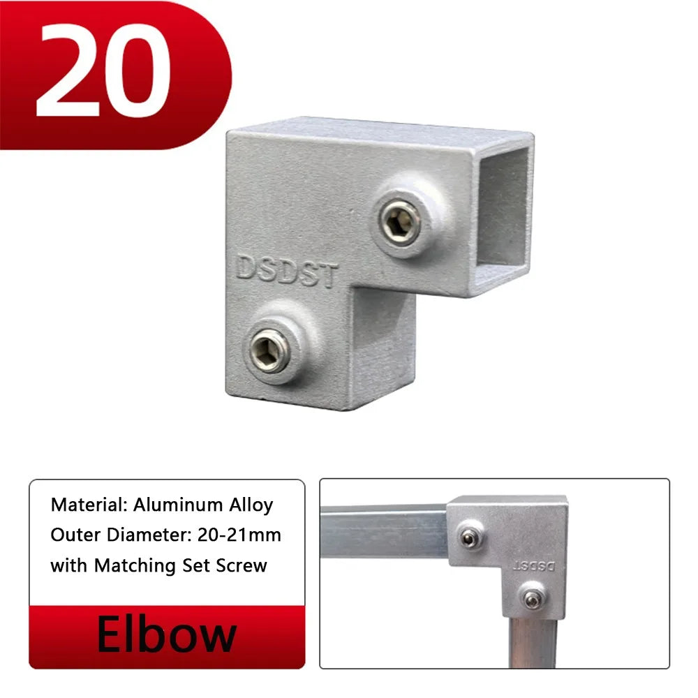 Aluminum Alloy Square Tube Pipe Clamp Connector | 3 Sizes