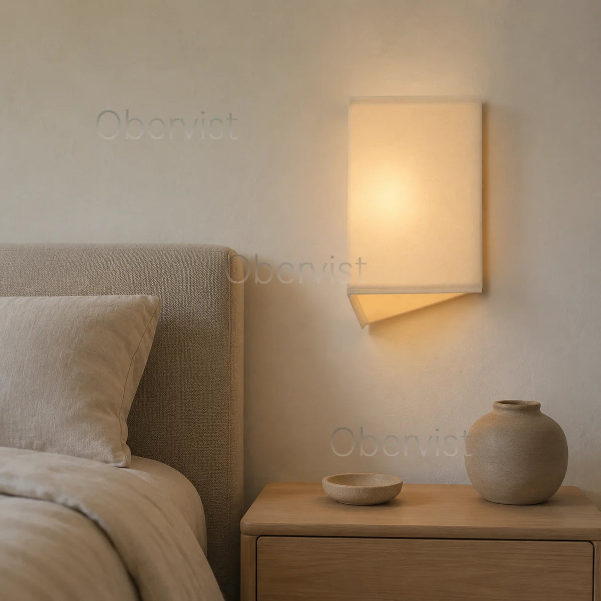 Retro Wabi Sabi Triangular Fabric Wall Lamp – E27 LED