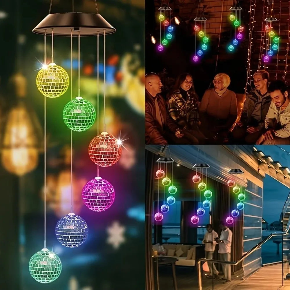 Solar Mosaic Mirror Ball Wind Chime Light | IP65 Waterproof