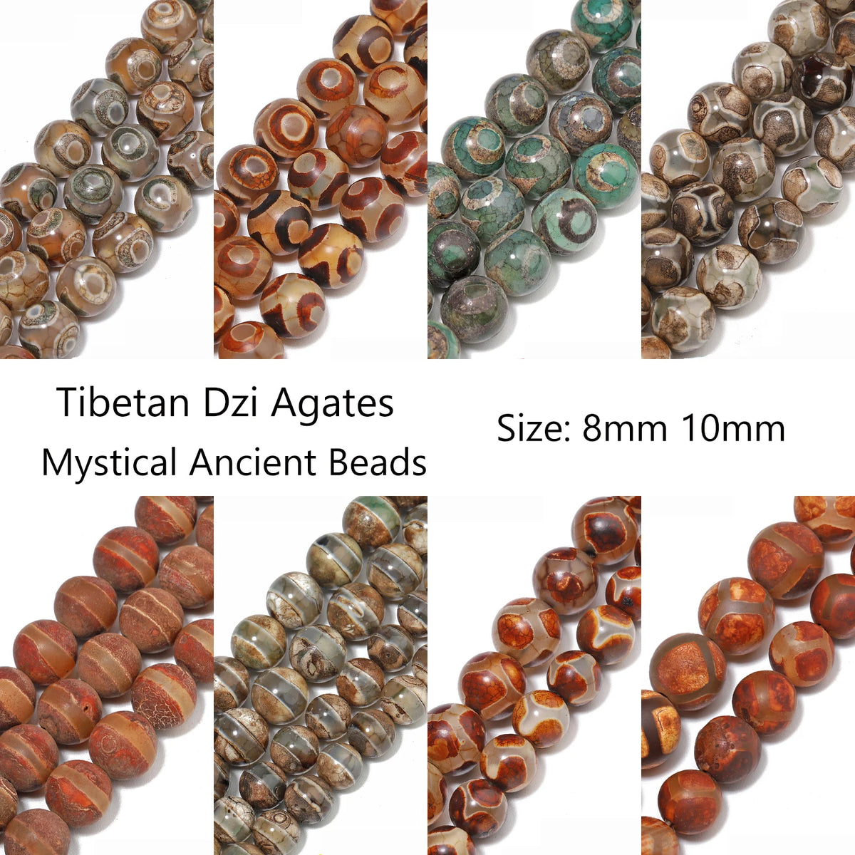 Tibetan Dzi Agate Natural Stone Round Beads | DIY Jewelry
