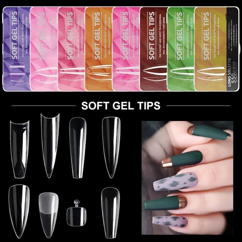 550 Pcs Nail Dual Forms – Oval Coffin Almond Square Molds