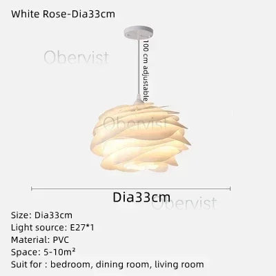 White Rose Petal Pendant Light – Acrylic Chandelier E27