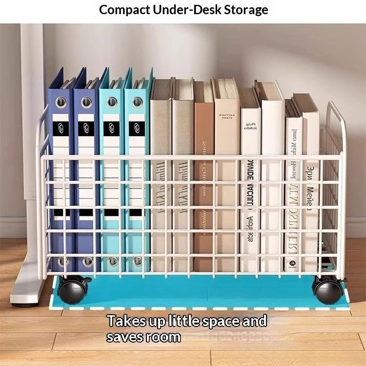 Under Desk Book Organizer – 360° Rotatable Metal Storage Box