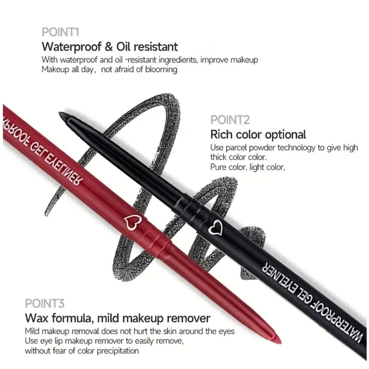 Waterproof Eyeliner Pencil – Brown, Black & Blue Long-Lasting
