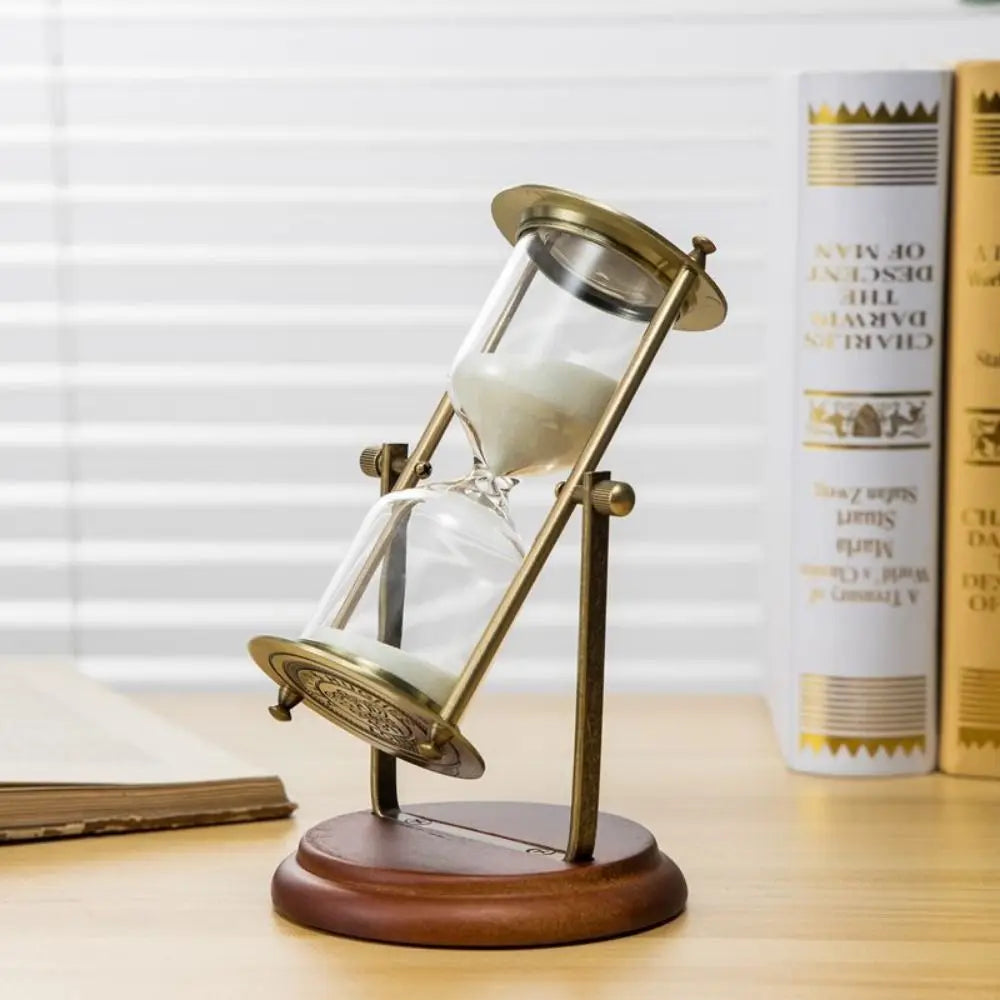 Wood Base Hourglass Sand Timer – 15 & 30 Min Desktop Décor