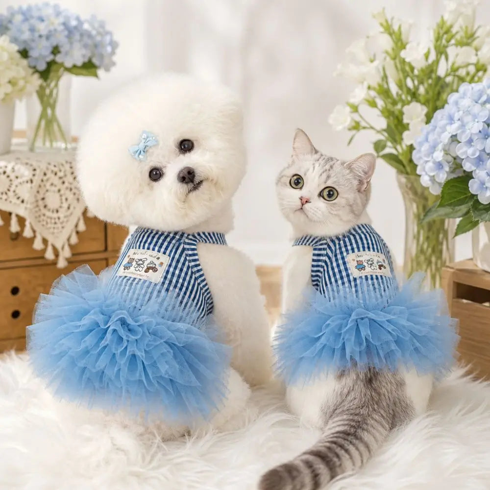 Tulle Striped Pet Princess Dress – Summer Dog & Cat Dress XS–XXL