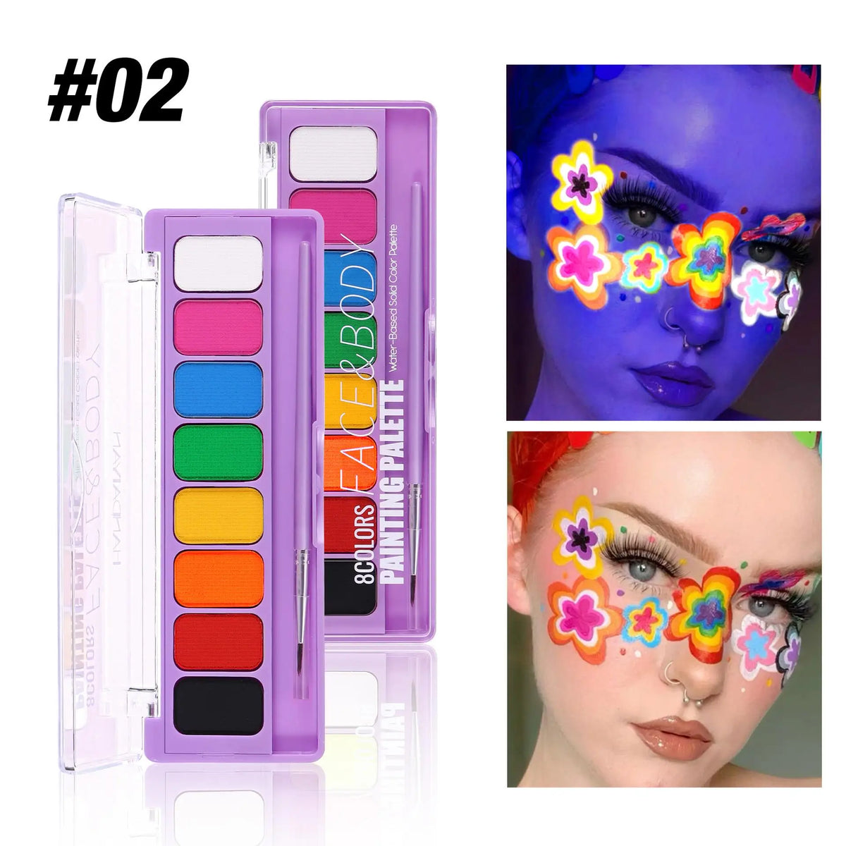 8-Color UV Neon Face & Body Art Paint – Glow Halloween Kit