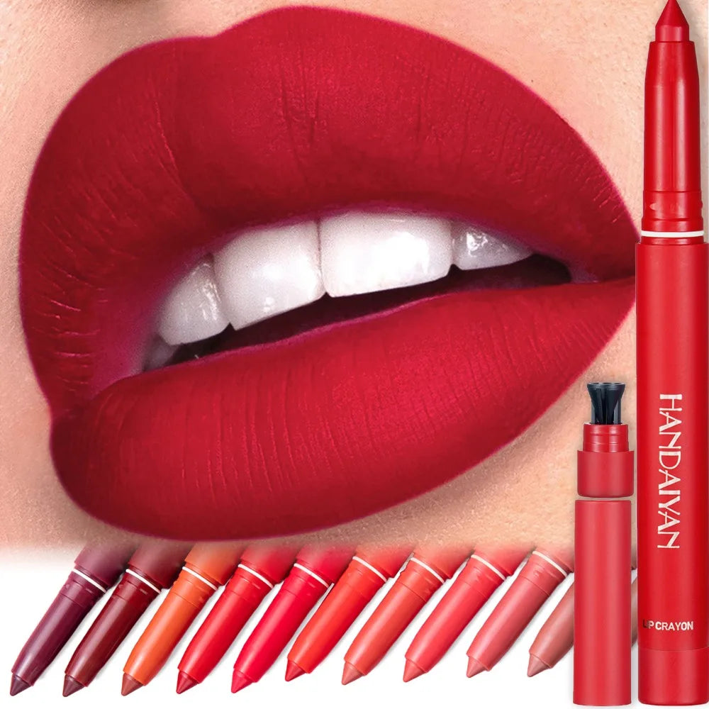 Waterproof Matte Lip Liner Pencil – 12 Shades | Long-Lasting