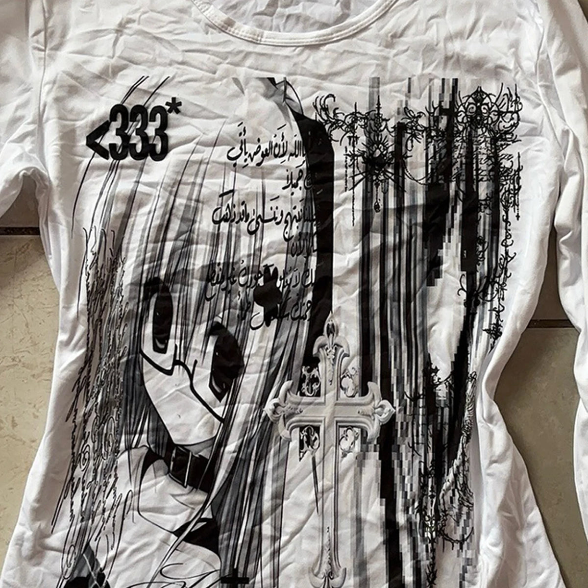 Y2K Cropped Graphic Tee – 90s Grunge Long Sleeve Women's Top