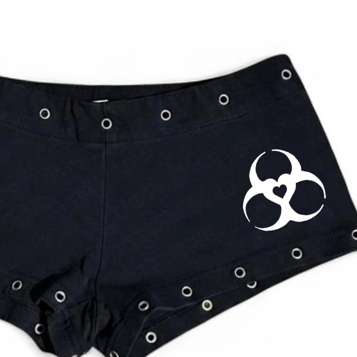 Y2K Gothic Hip Hop Rivet Shorts – Women's Black Slim Fit