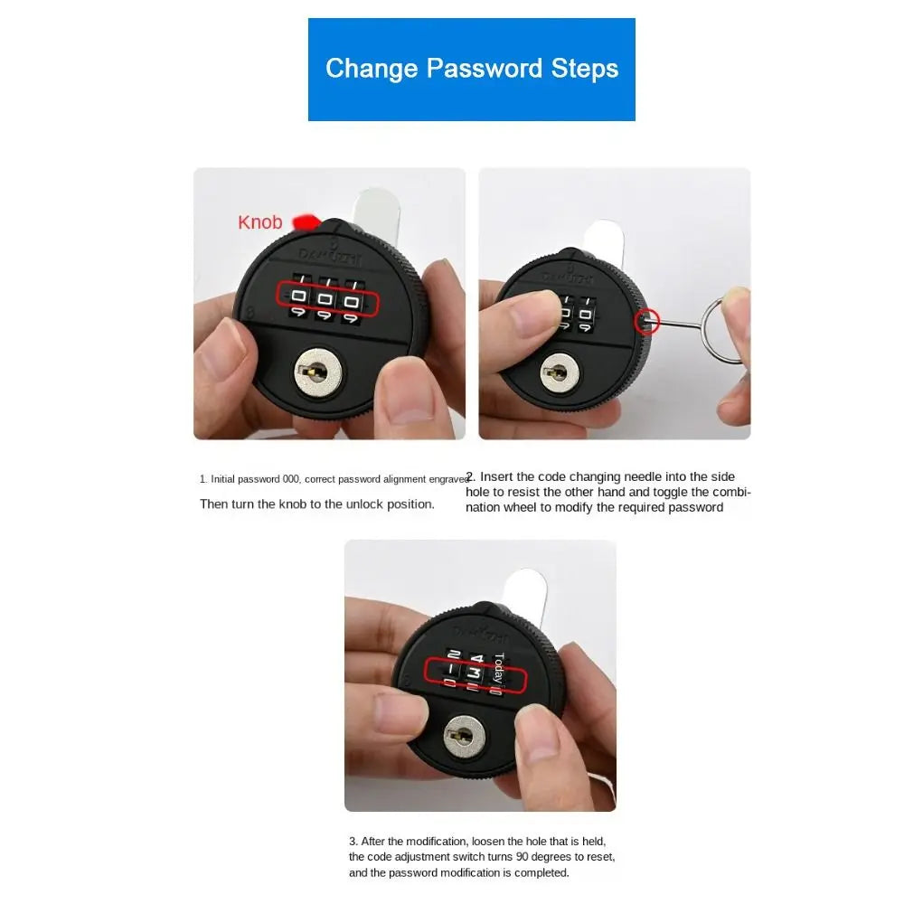 Zinc Alloy 3-Digit Combination Lock – Cabinet & Mailbox