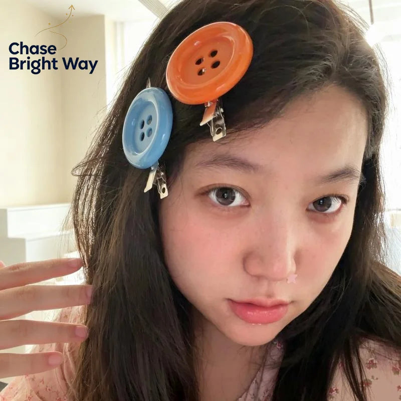 Y2K Oversized Button Duckbill Hair Clip – Retro Barrette