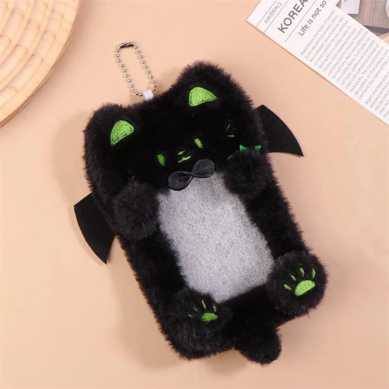 Cute Black Cat Plush Photocard Holder & Keyring Pendant