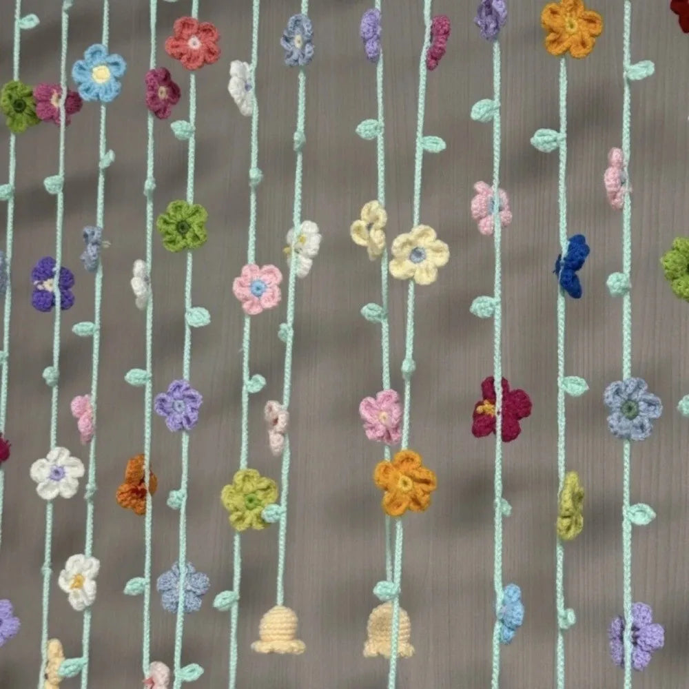 9-Piece Crochet Floral Door Curtain – Colorful Hanging Room Décor