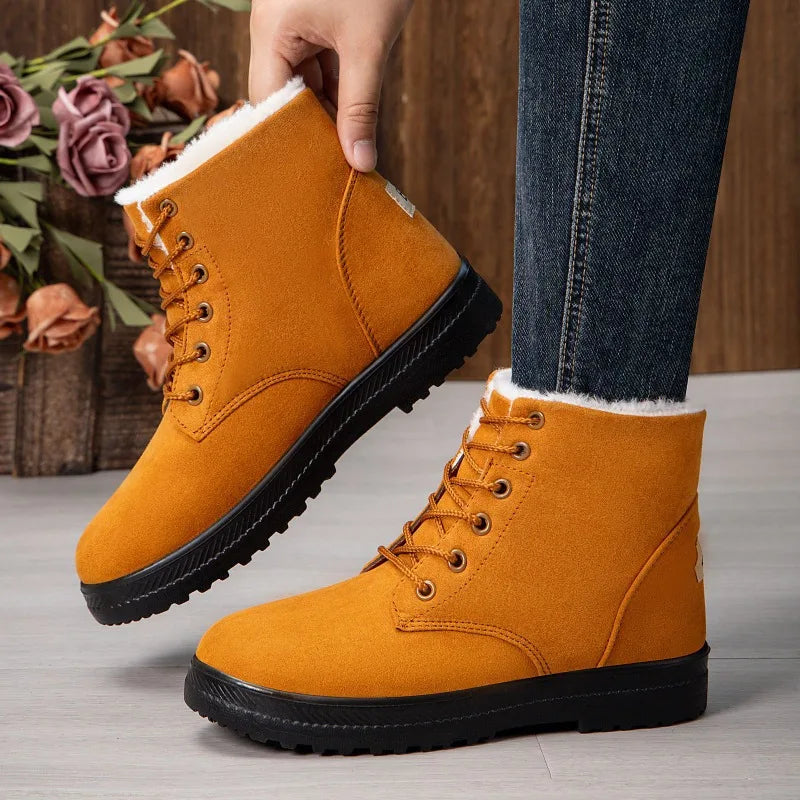 LEDP Women's Fur-Lined Snow Boots – Warm Platform Ankle Boots