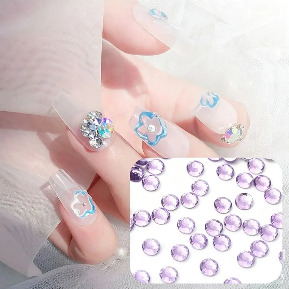 1440-Piece Glass Nail Rhinestones – Flat Back AB Gems