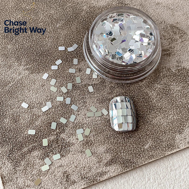 Square Silver Nail Glitter Sequins – DIY Nail Art Decoration