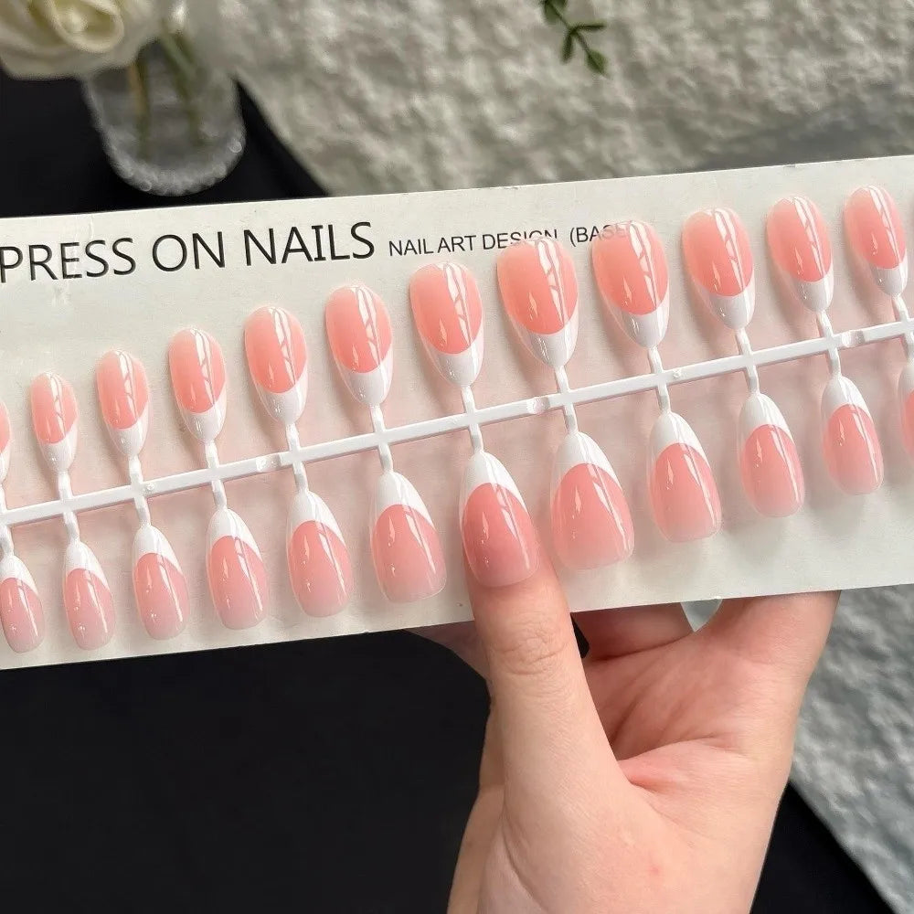 30-Piece Almond Press On Nails – Matte Nude & Glossy Finish