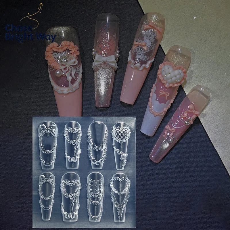 Silicone Nail Mold – 3D Bow & Flower DIY Manicure Stamping