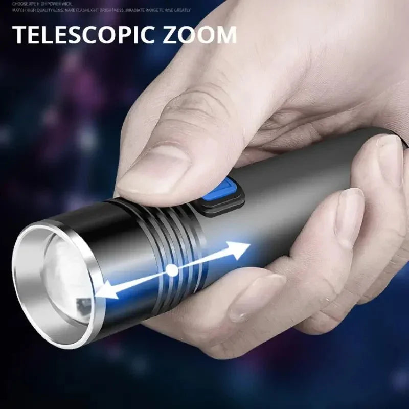UV Black Light Flashlight 395nm Zoomable USB Rechargeable Torch
