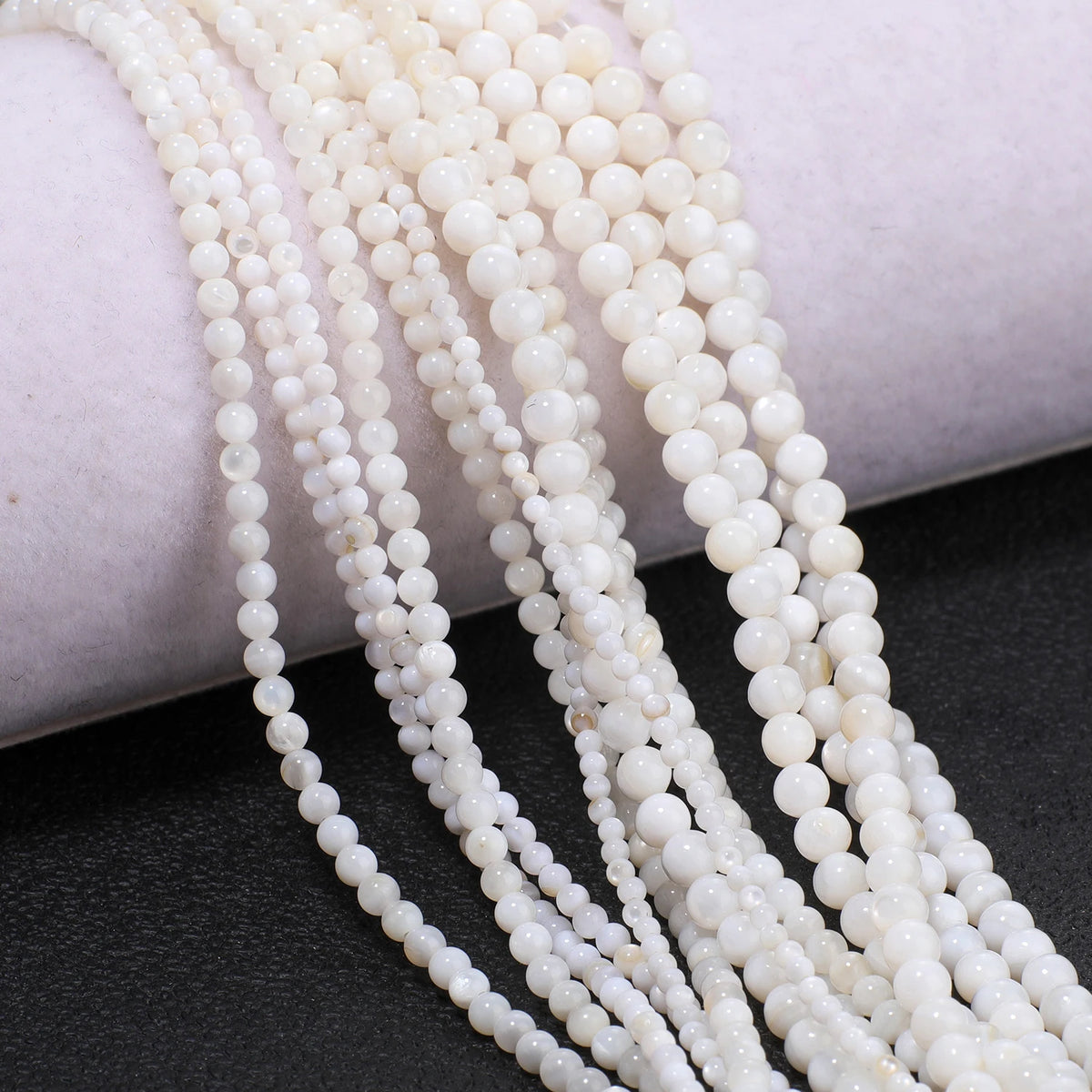 Natural White Shell Pearl Beads 2/3/4mm – Round Spacer Beads