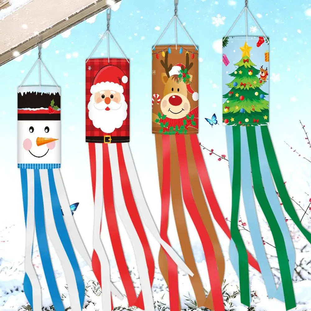 Christmas Windsock Flag – Santa Snowman Reindeer Yard Banner