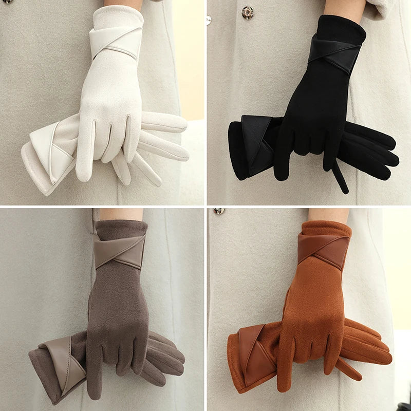 Women's Suede Touchscreen Winter Gloves – Warm Driving Gloves