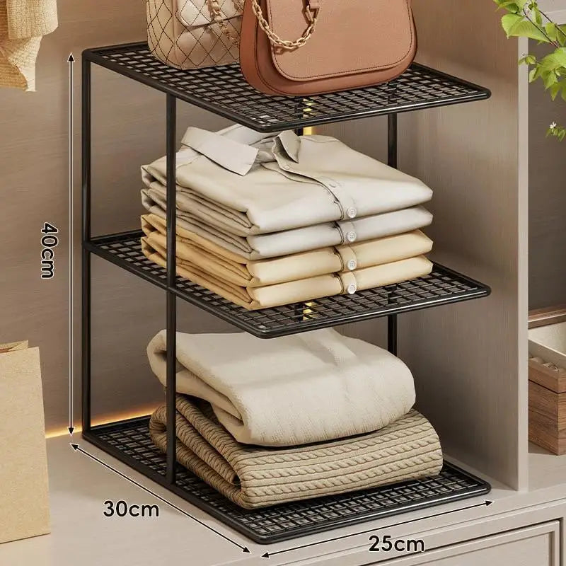 Stackable Metal Mesh Shelf – 2 & 3 Tier Closet Organizer