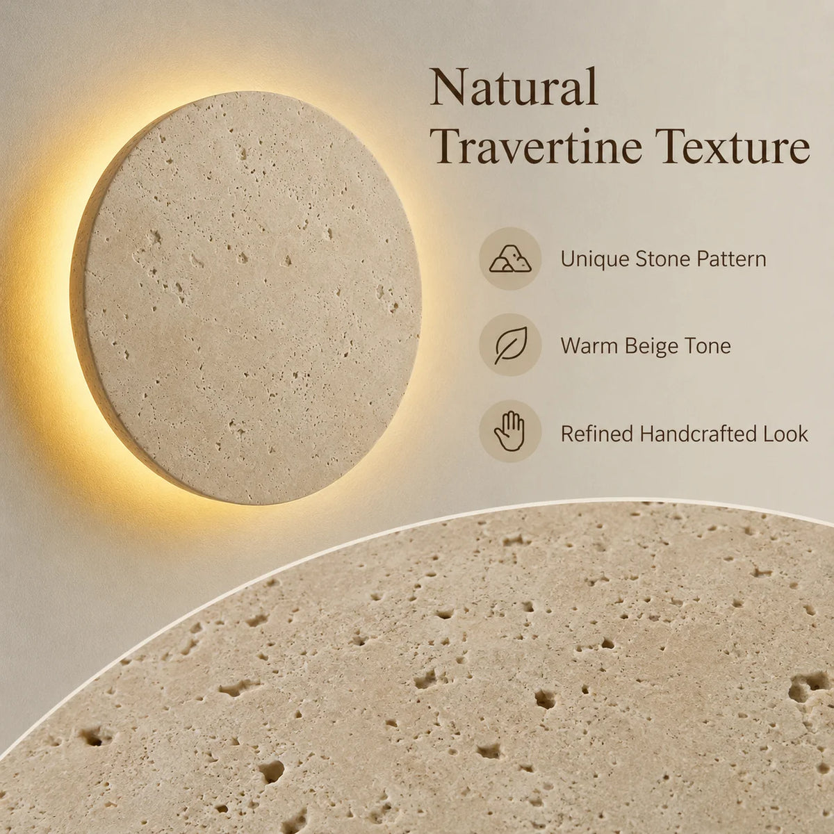 Wabi Sabi Yellow Travertine LED Wall Sconce | Stone Lamp