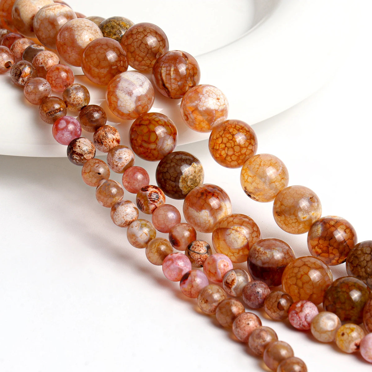 Sky Blue Fire Agate Beads 6/8/10mm – DIY Jewelry Strand