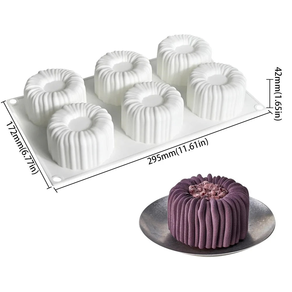 Silicone Ribbed Cake Mold – 1 & 6 Cell Cylindrical Baking Mould