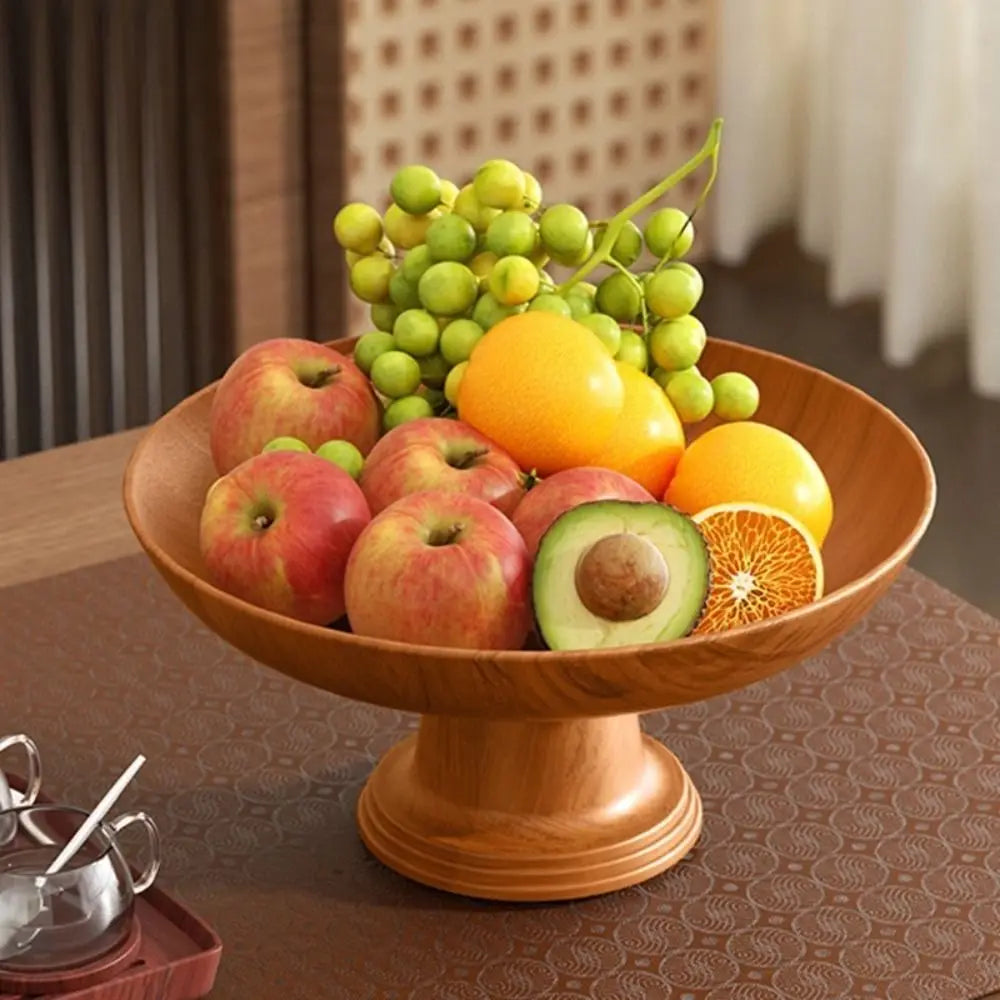Nordic Wood Grain Fruit & Snack Tray – Detachable Pedestal Dish