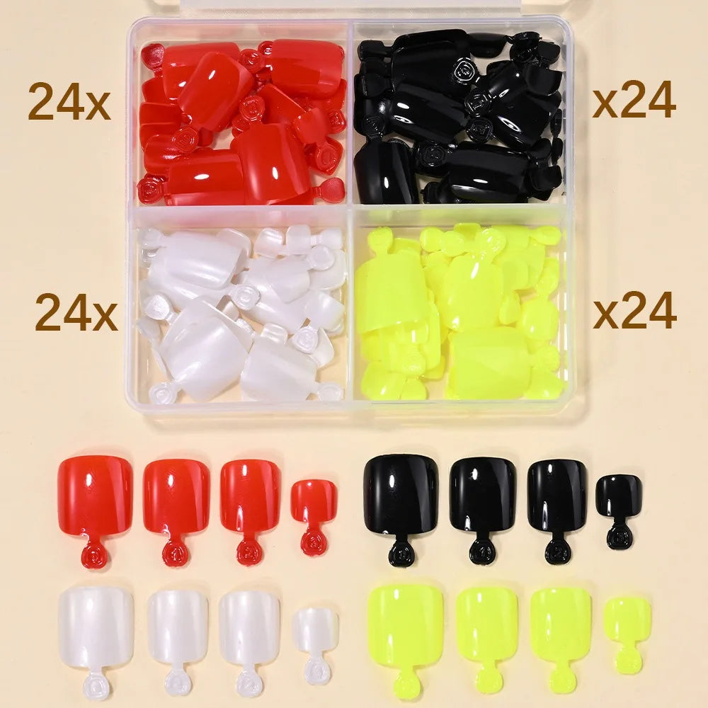 Short Square Press-On False Toenails – Full Cover 96/144/288 Pcs