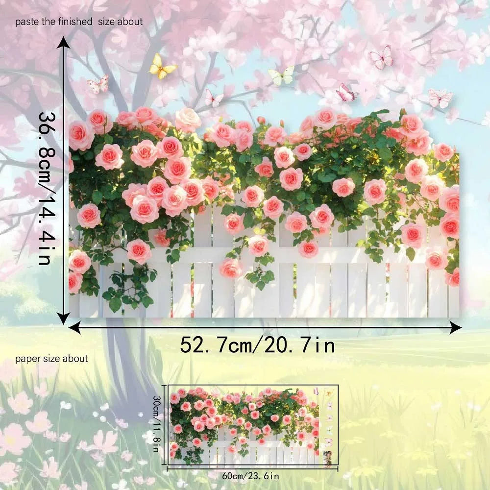 Multicolor Flower Fence Wall Sticker – Self-Adhesive Decal