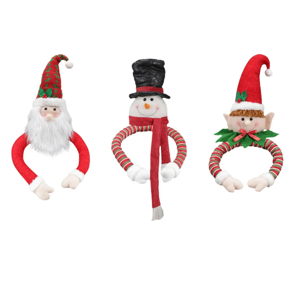 Plush Christmas Tree Topper Doll – Santa, Snowman & Elf