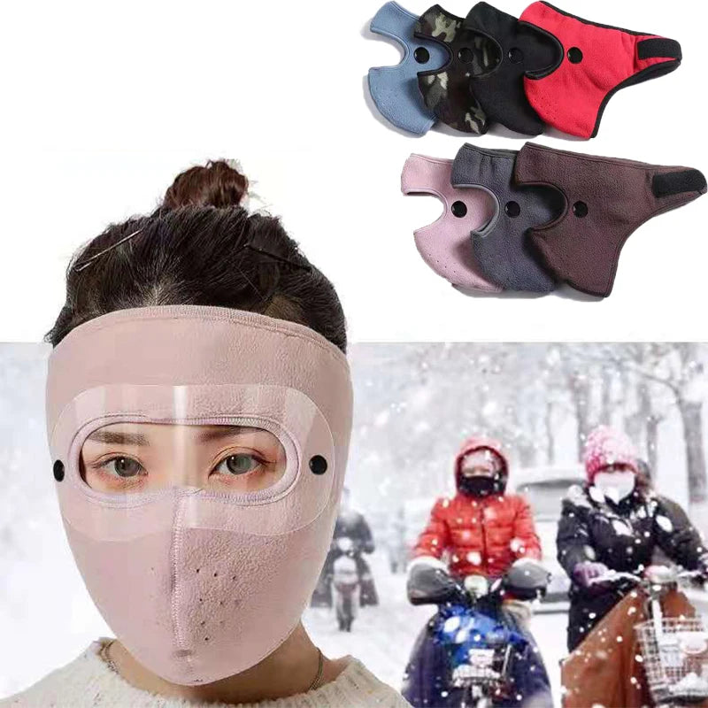 Winter Fleece Motorcycle Face Mask – Goggles & Ear Protection