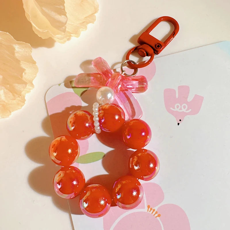 Candy Bow Beaded Wrist Strap Phone Charm & Keychain