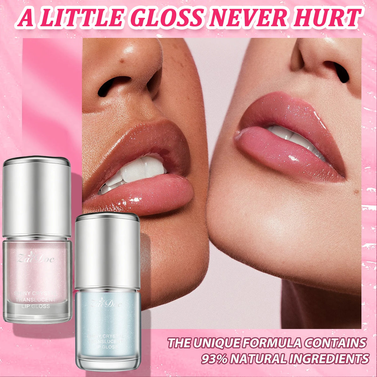 ZaiDoc 5-Color Crystal Lip Gloss Set – High Shine & Hydrating