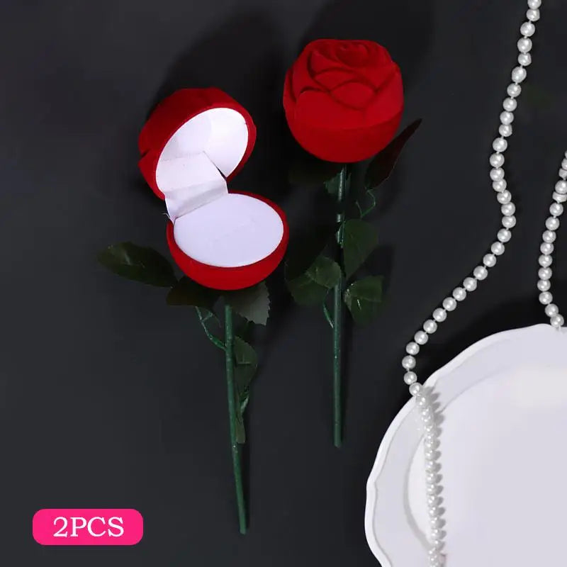 Velvet Flocked Ring Box – Rose Heart Jewelry Gift Case