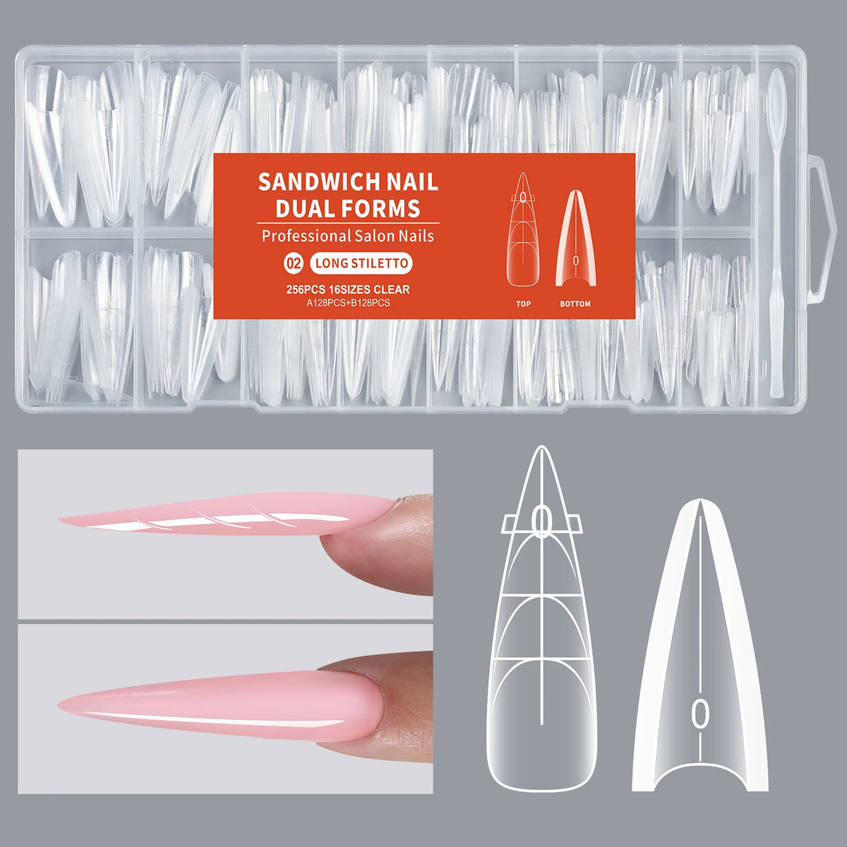 256-Piece Dual Nail Extension Forms – Full Cover Gel Tips